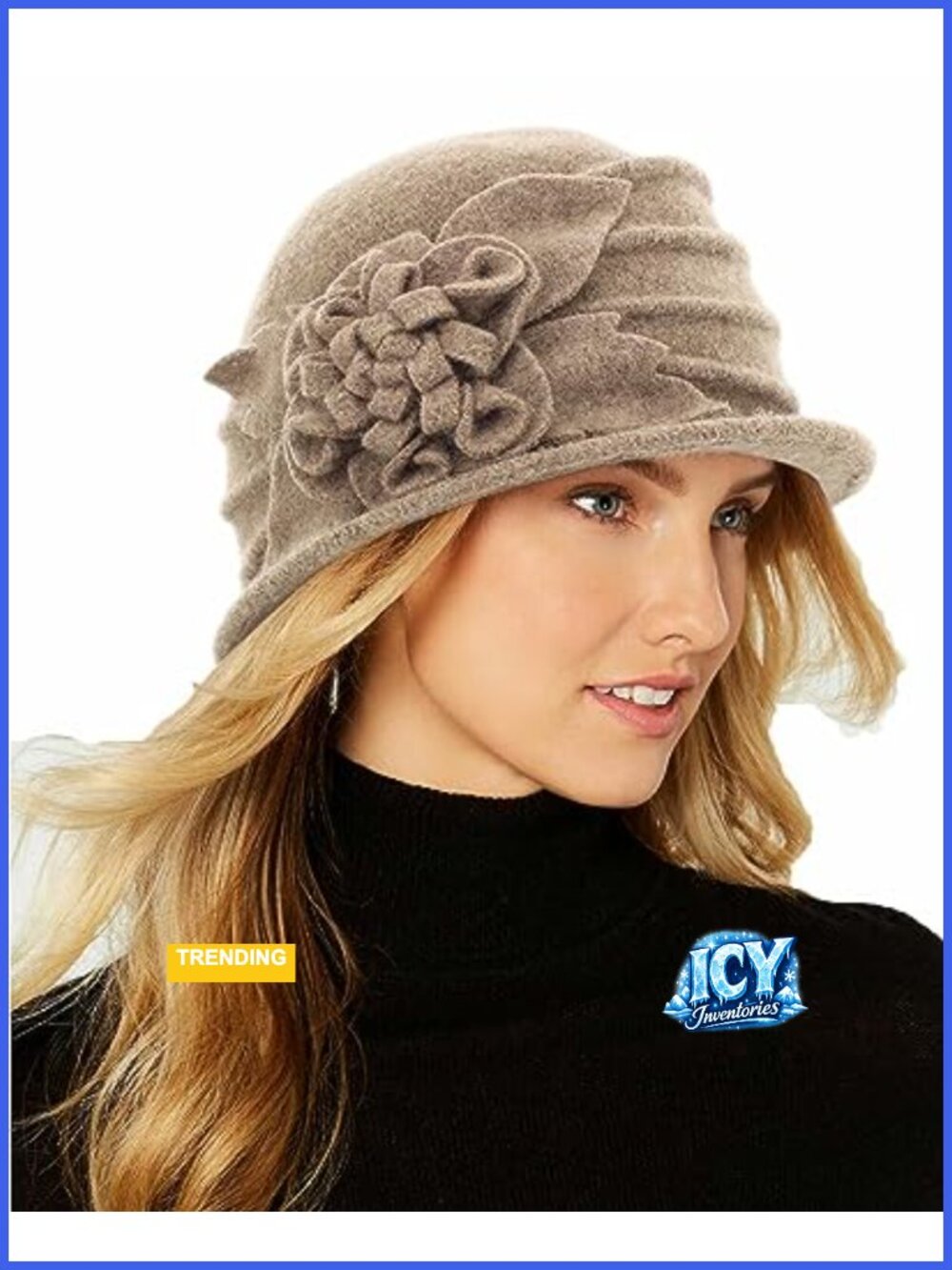 Wool Blend Vintage 1920s Cloche Hat Adjustable Winter Derby Bucket Hat
